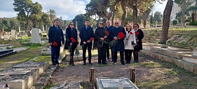 Flowers laid to the tomb of Russian historian and diplomat Constantin Voensky de-Breze